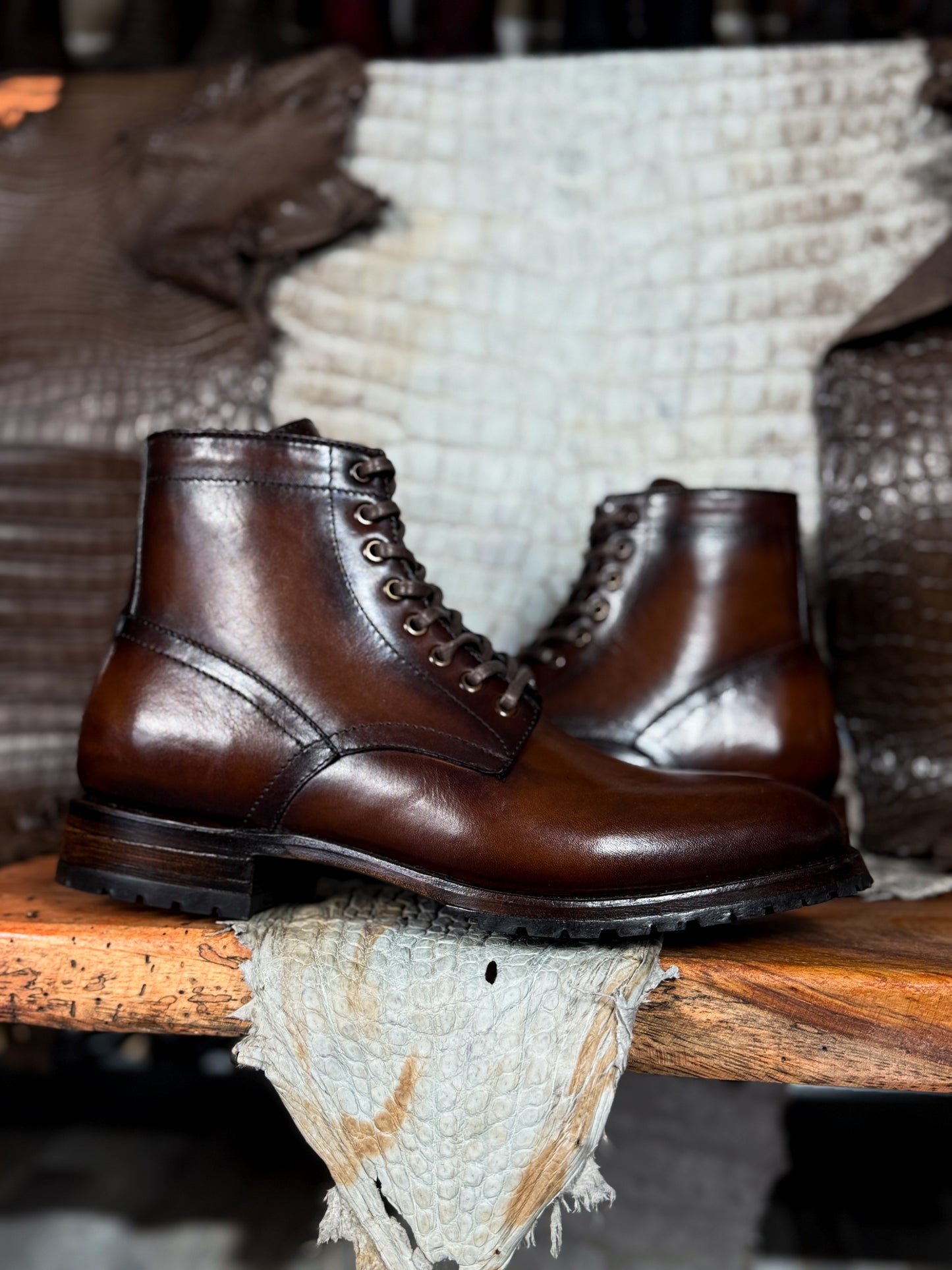 CARLO BROWN PITON BOOTS