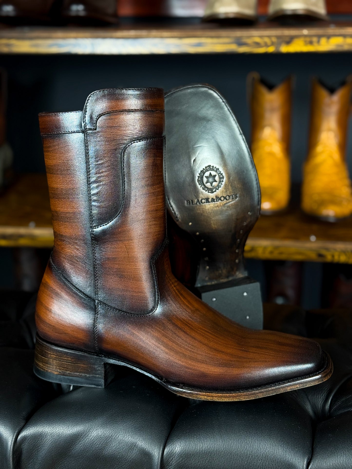 CARLO BROWN PITON BOOTS