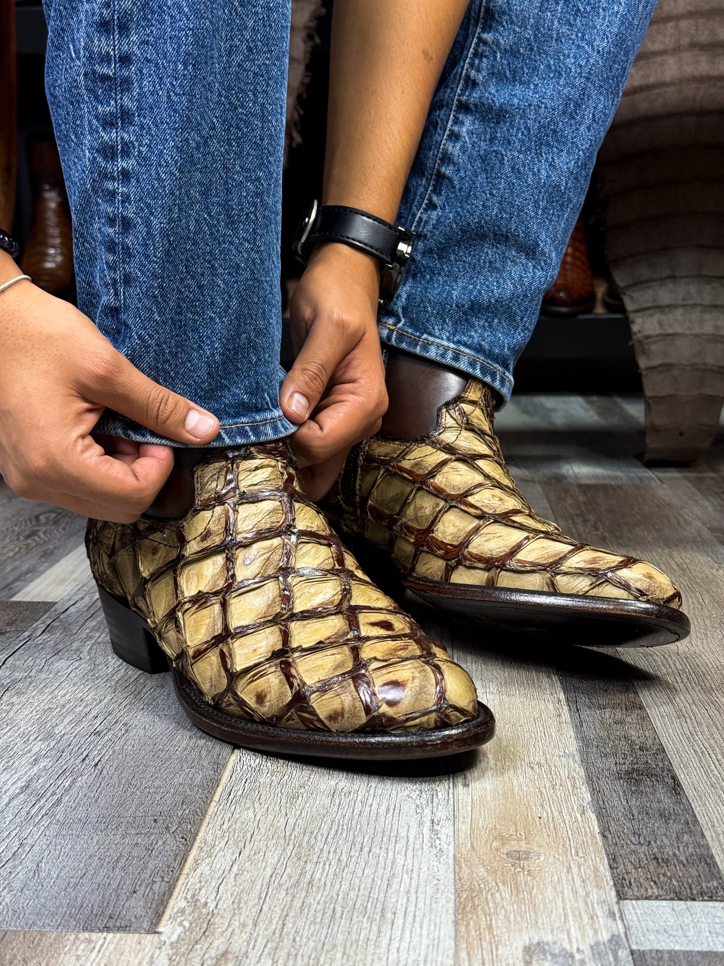 CARLO BROWN PITON BOOTS