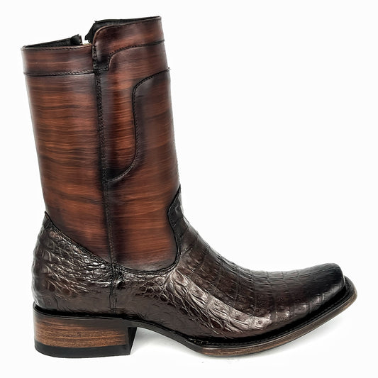 EDGAR BROWN CROCODILE BOOTS