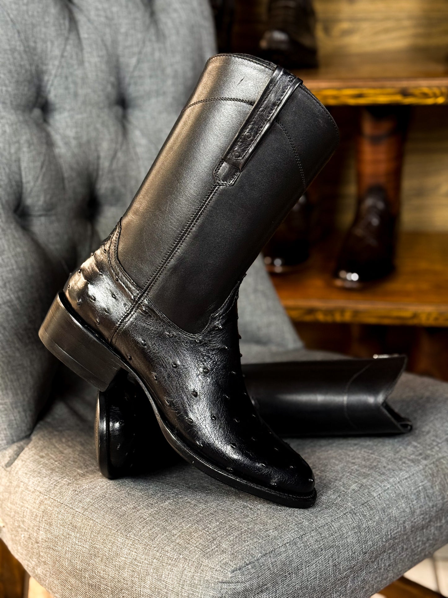 EMMA BROWN OSTRICH BOOTS