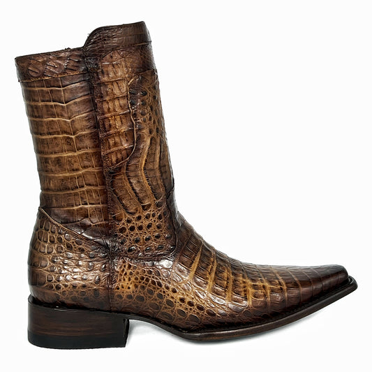 EDGAR BROWN CROCODILE BOOTS
