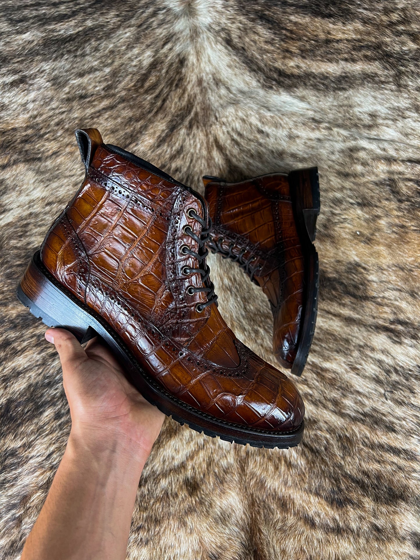 CARLO BROWN PITON BOOTS