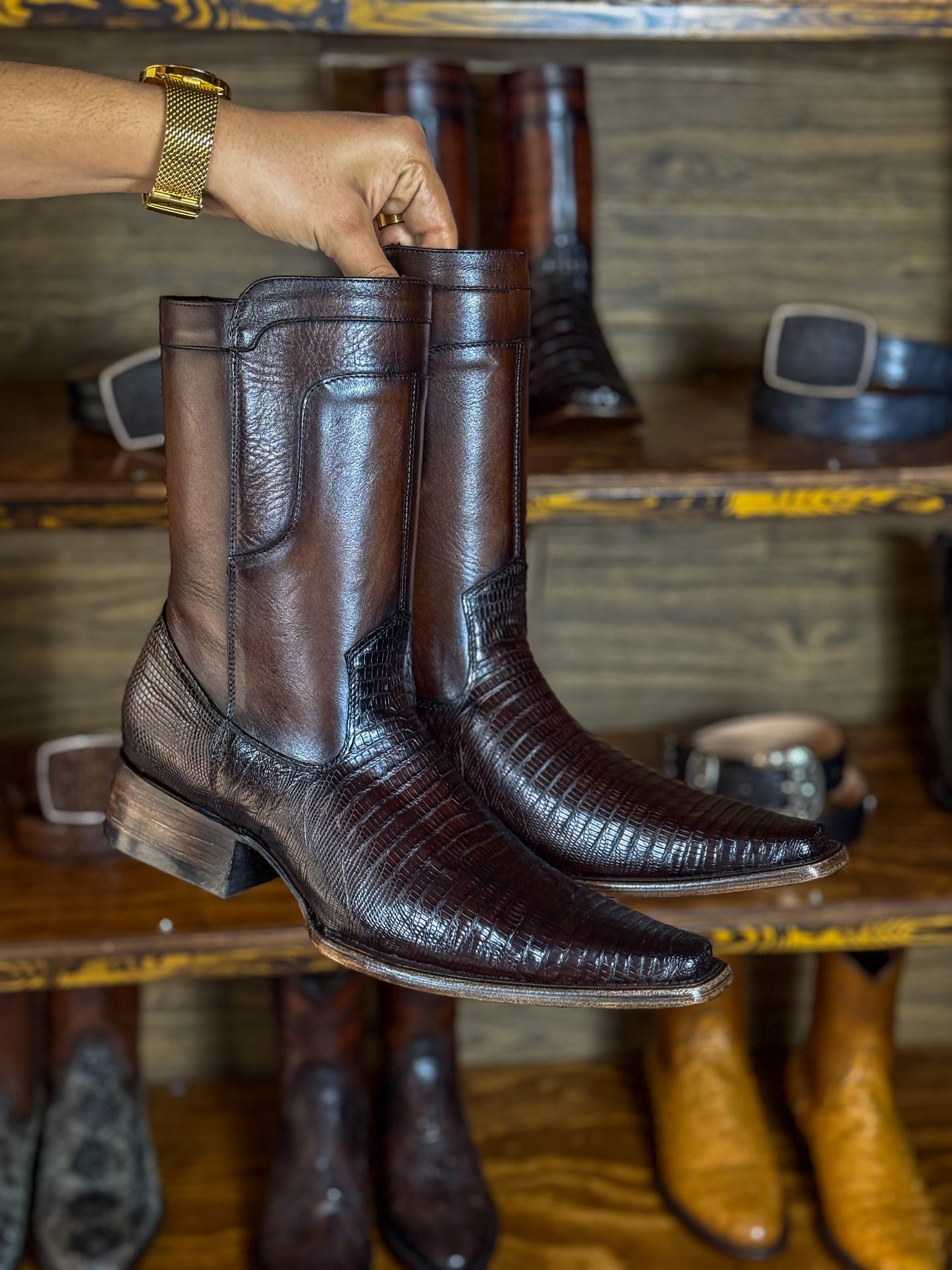 EMMA BROWN LIZARD BOOTS
