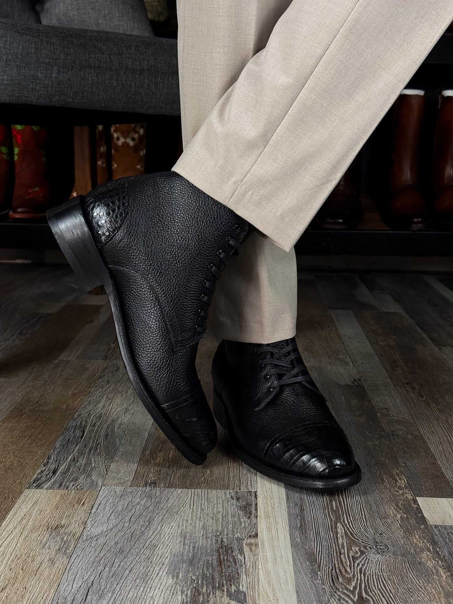 CARLO BROWN PITON BOOTS