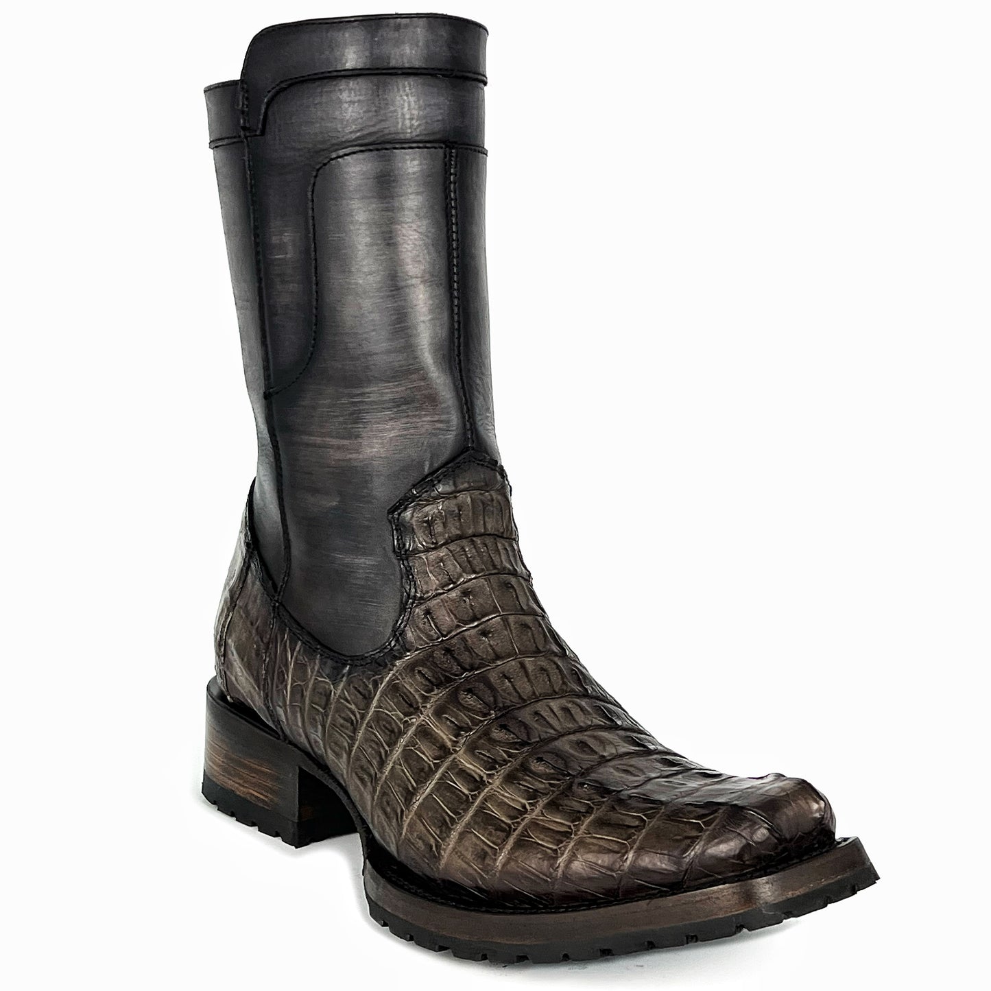 EDGAR BROWN CROCODILE BOOTS