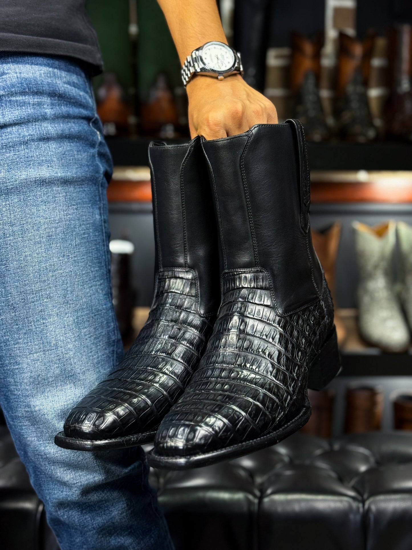ARTHUR BLACK COLA COCODRILO FUSCUS BOOTS FRANCESA