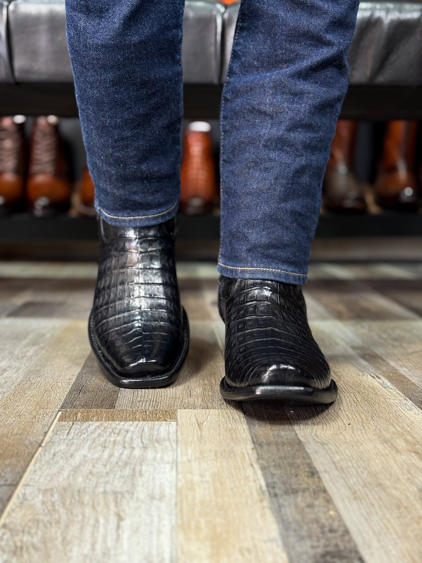 EDGAR BROWN CROCODILE BOOTS
