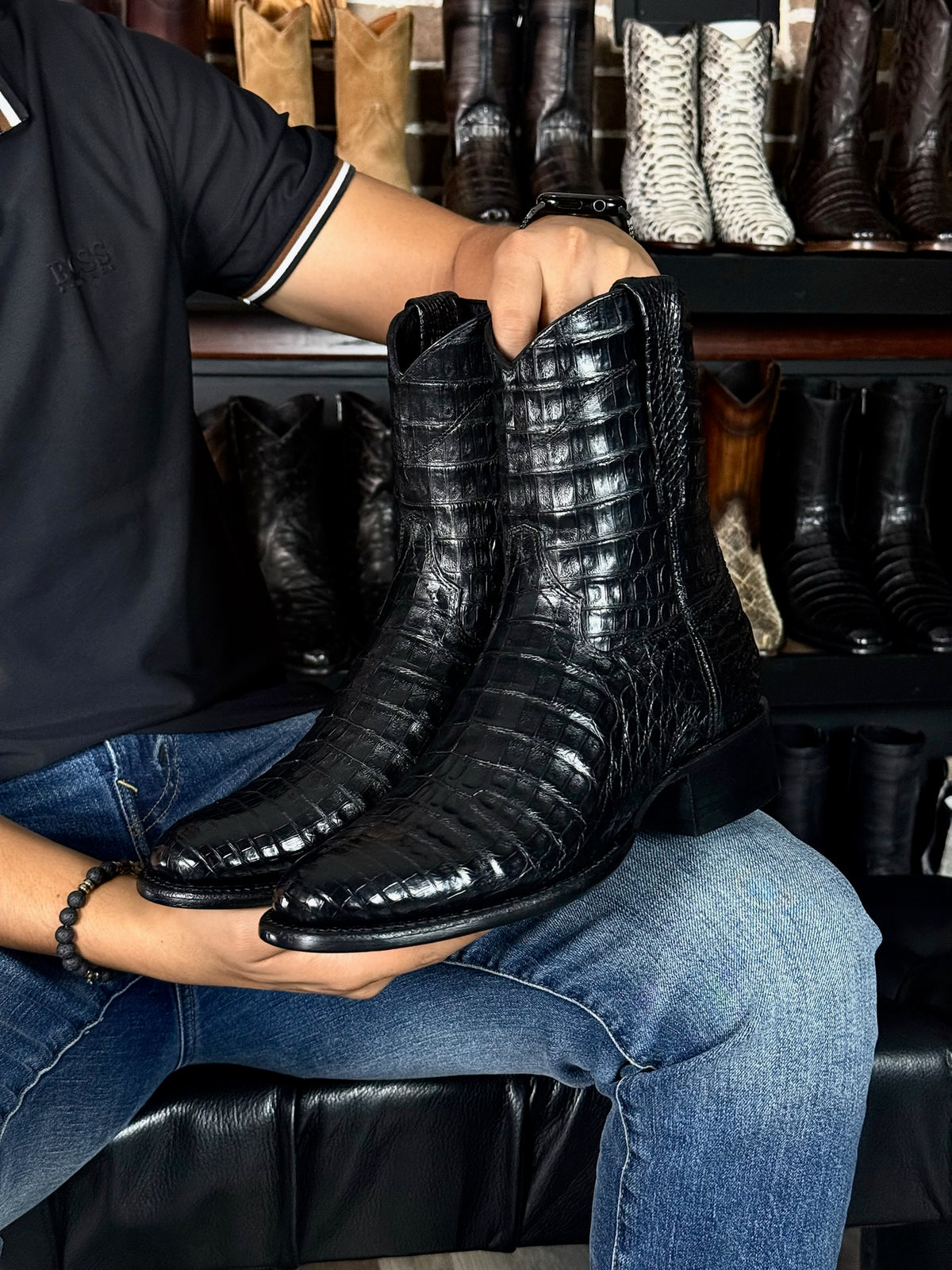 EMMA NEGRO FULL COCODRILO FUSCUS OVAL