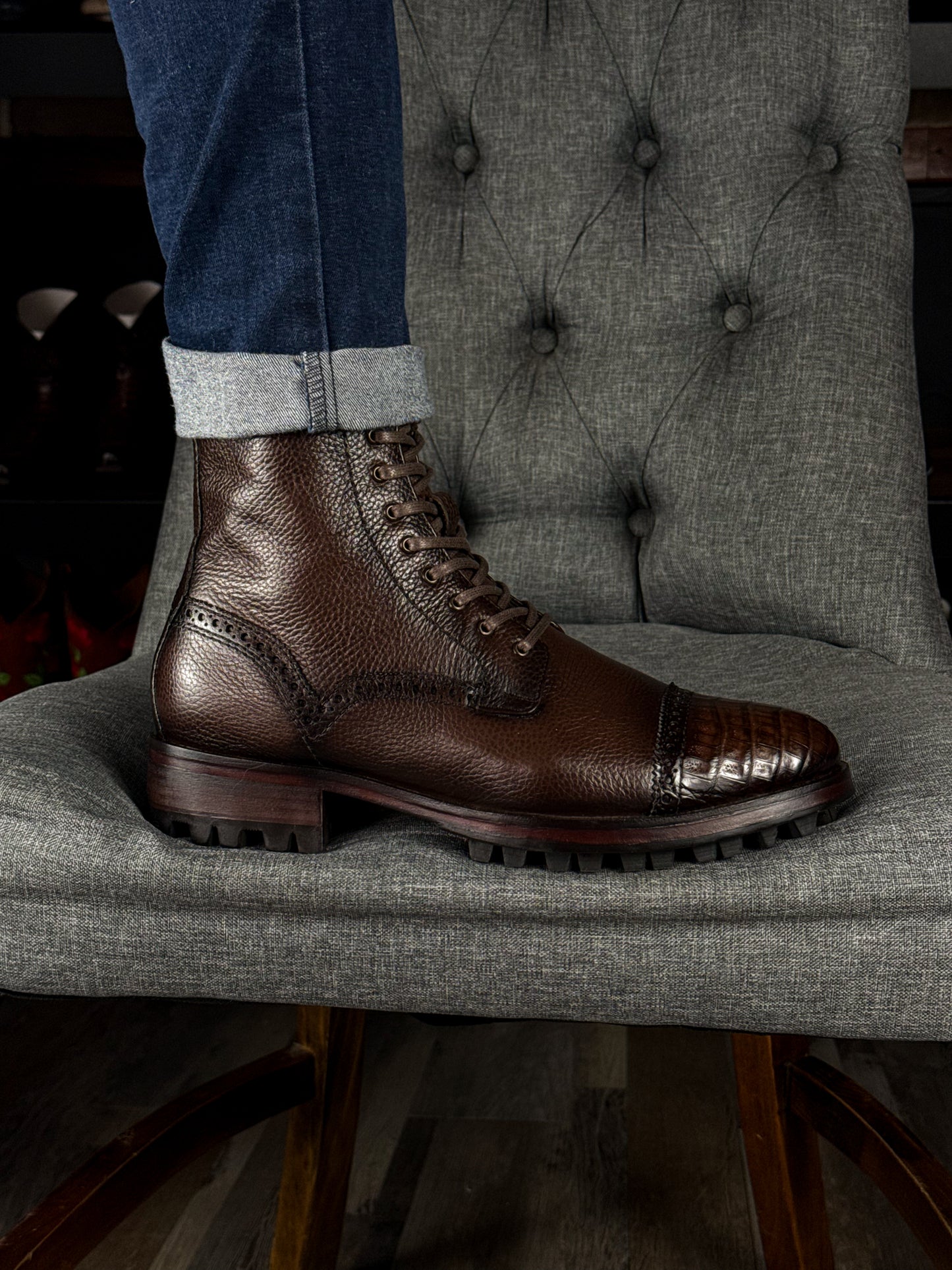 CARLO BROWN PITON BOOTS