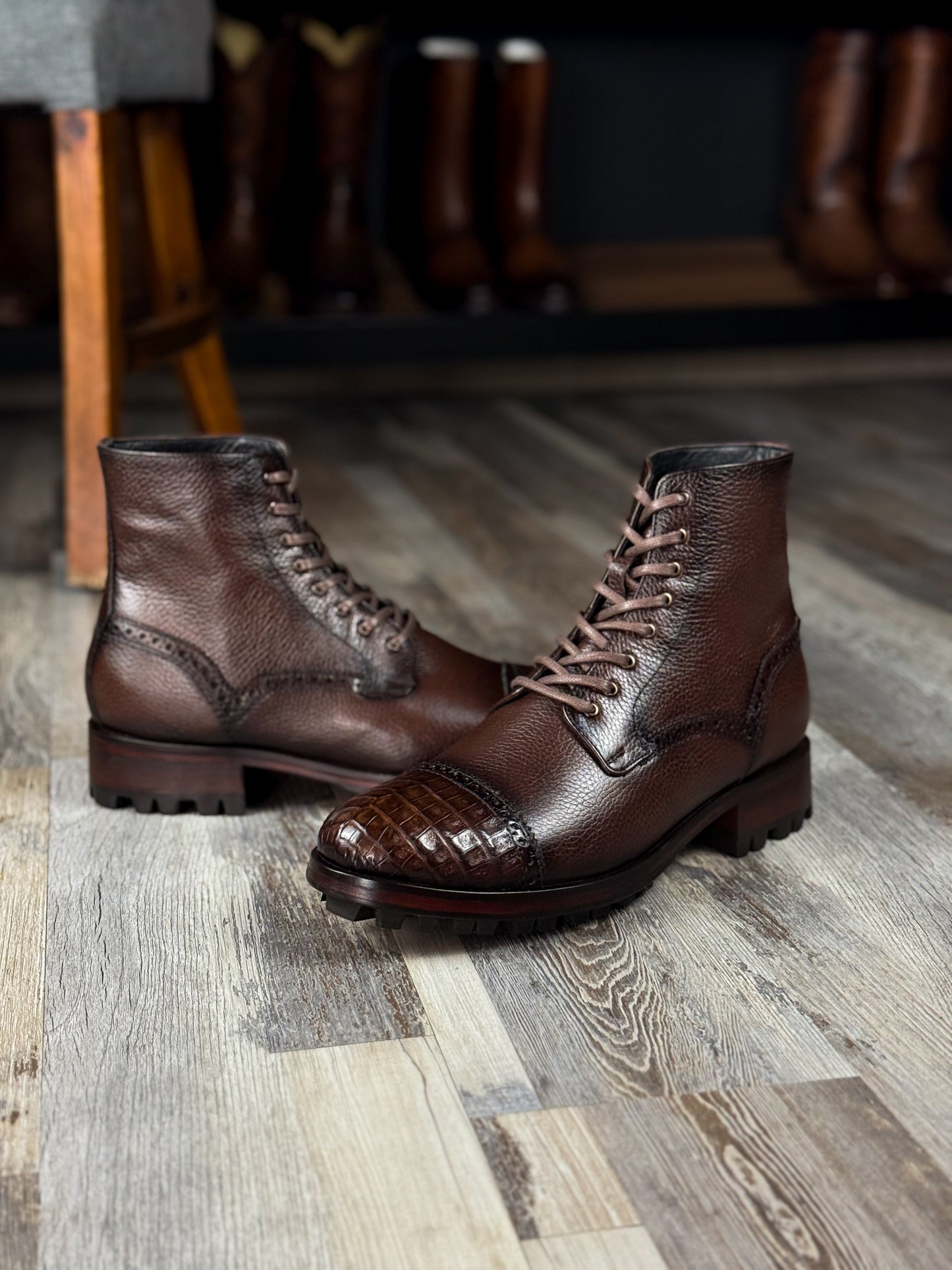 CARLO BROWN PITON BOOTS