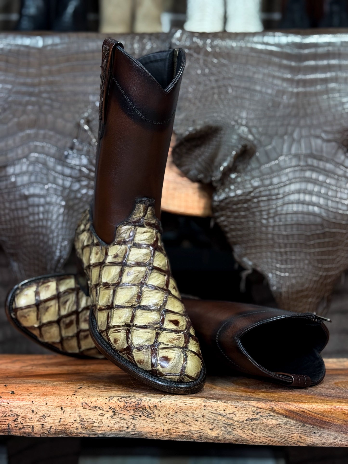CARLO BROWN PITON BOOTS