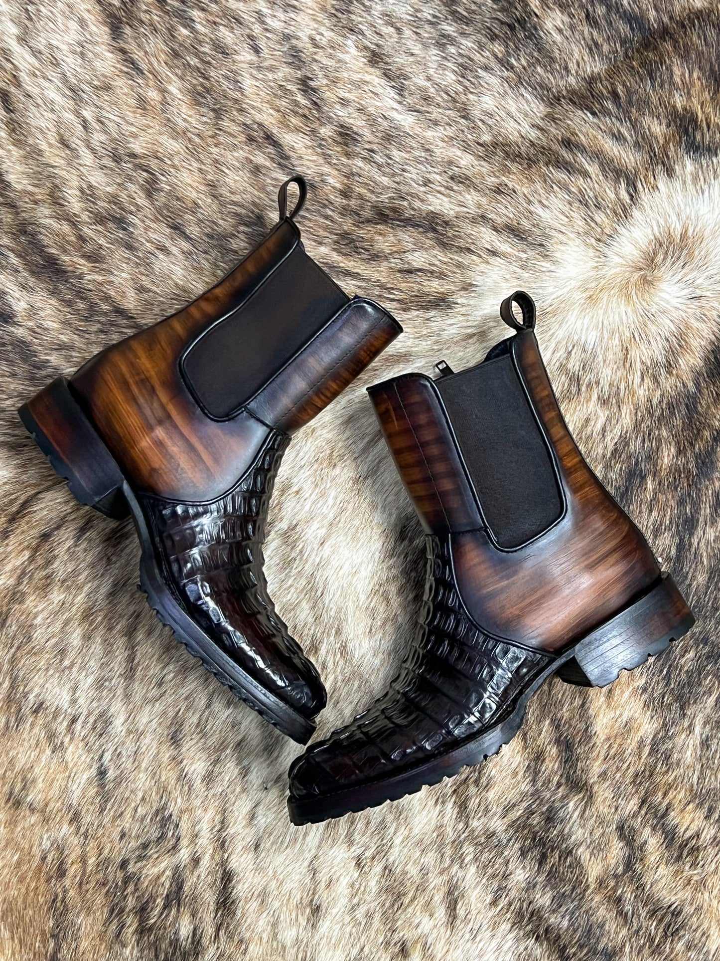 CARLO BROWN COLA COCODRILO BOOTS OVAL