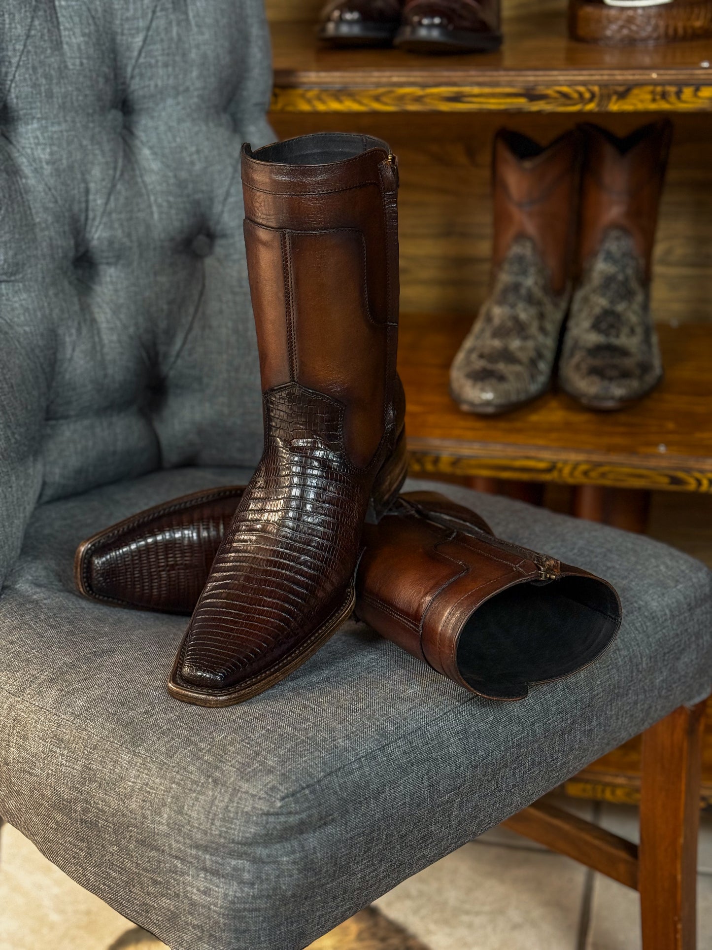 EMMA BROWN LIZARD BOOTS