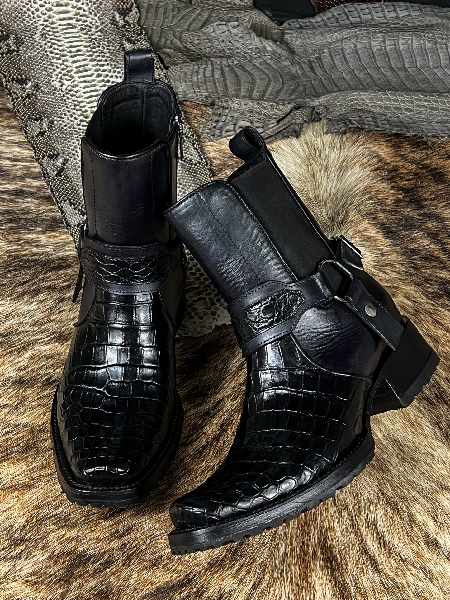 CARLO BLACK COCODRILO BOOTS DUBAI