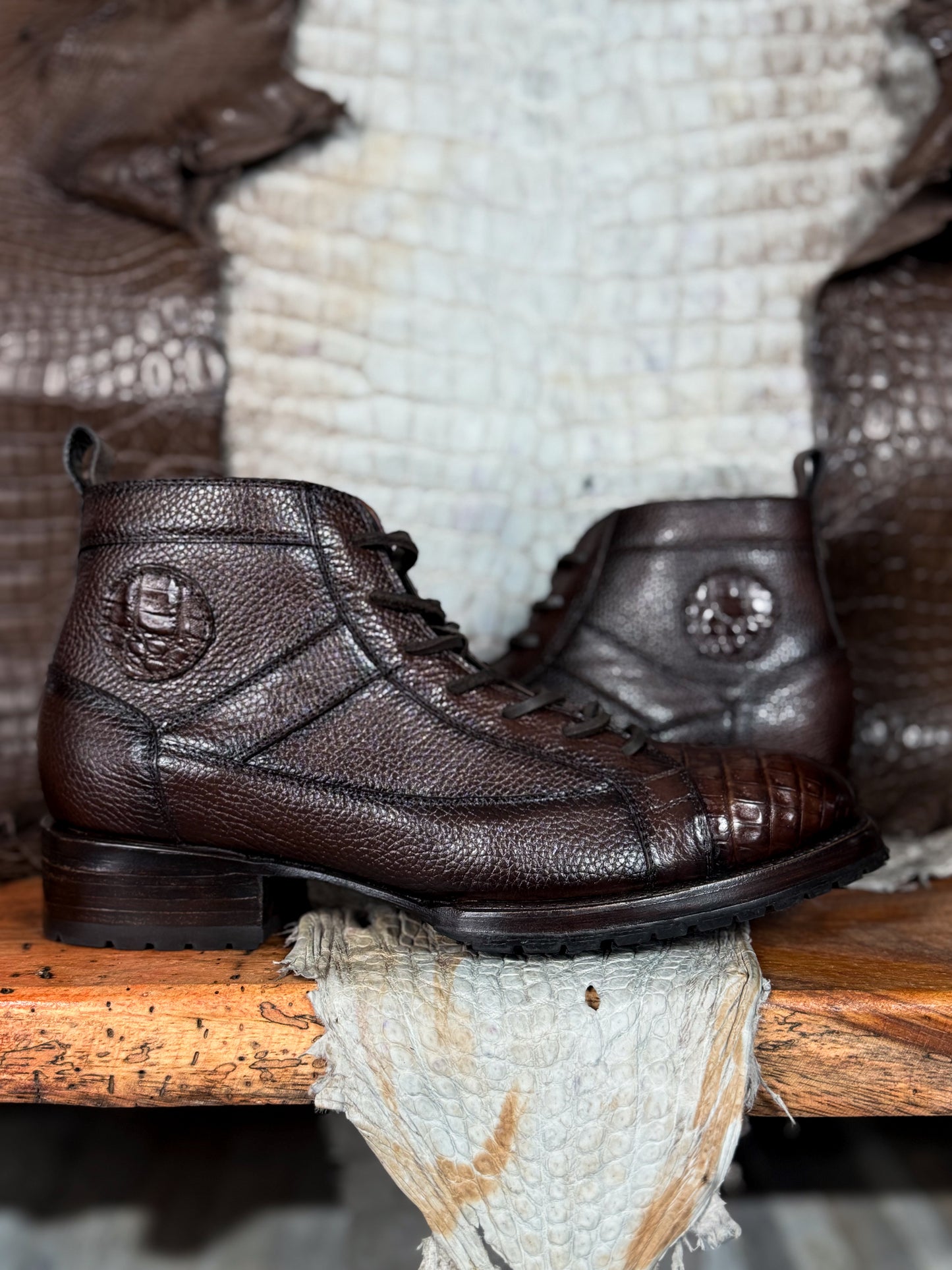CARLO BROWN PITON BOOTS