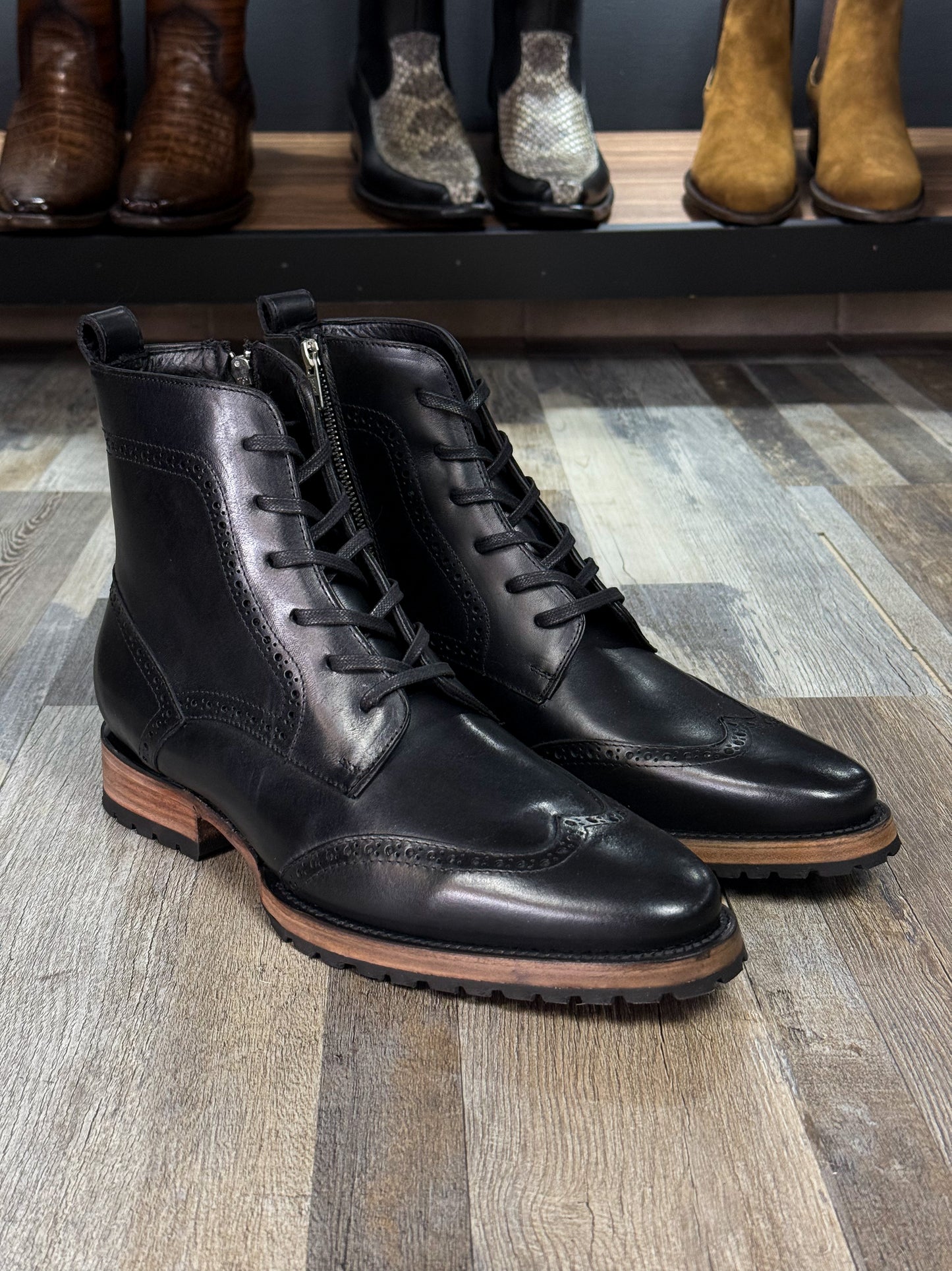CARLO BROWN PITON BOOTS