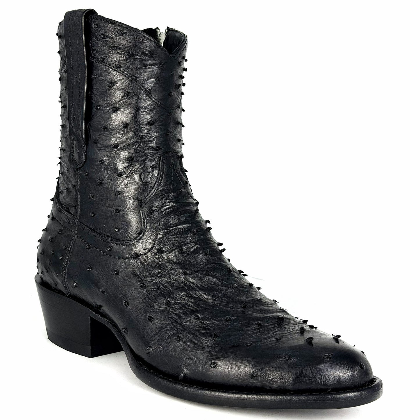 EMMA BLACK FULL AVESTRUZ BOOTS OVAL