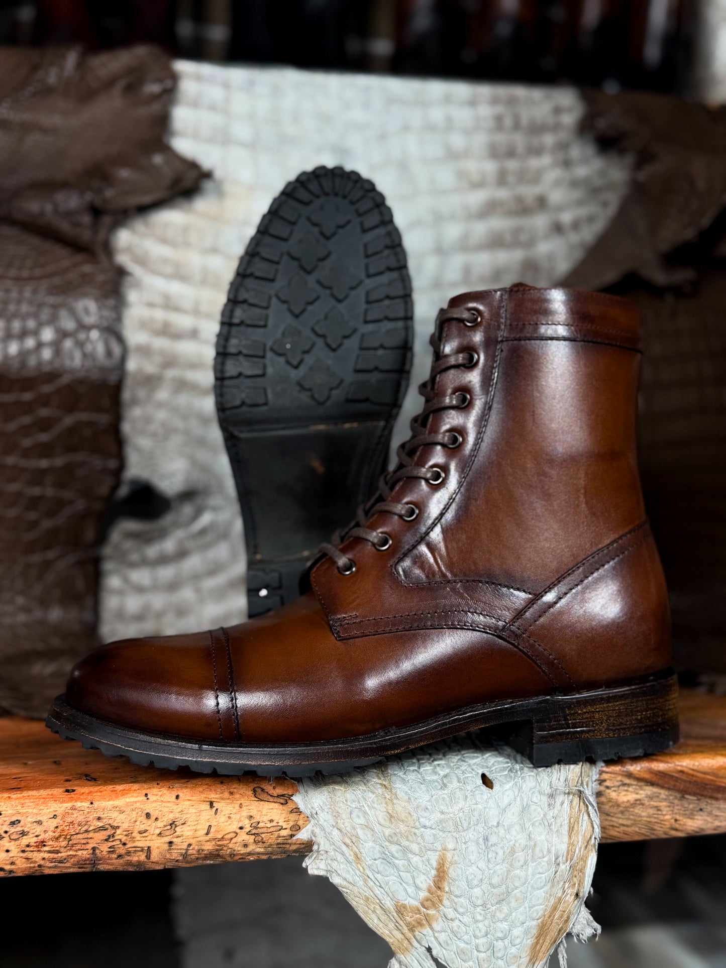 CARLO BROWN PITON BOOTS