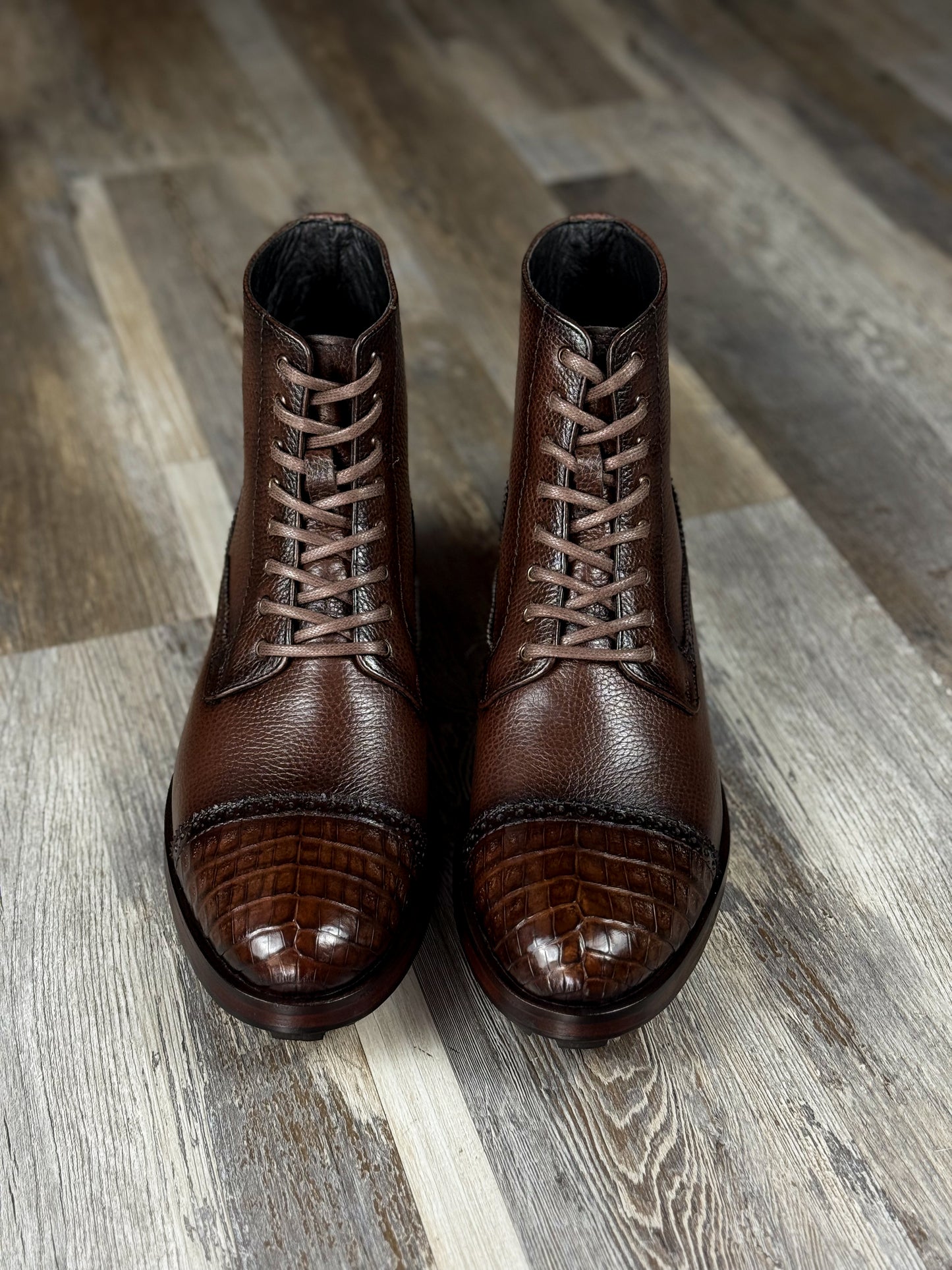 CARLO BROWN PITON BOOTS