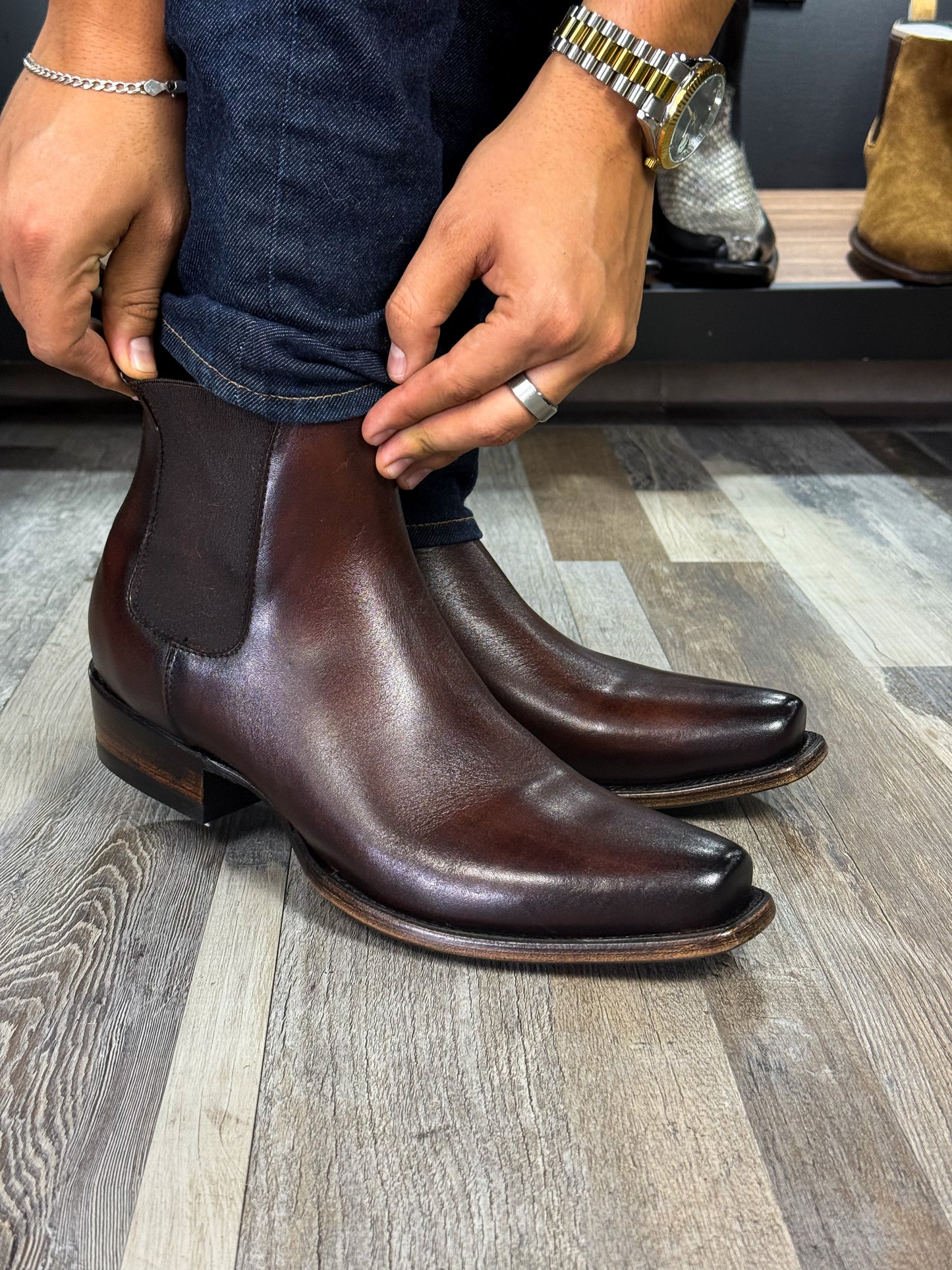 CARLO BROWN PITON BOOTS
