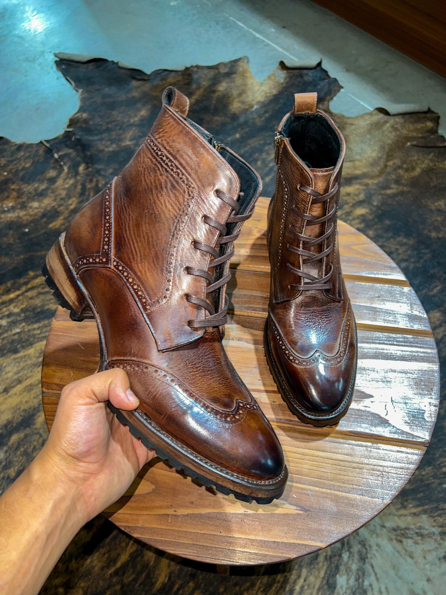 CARLO BROWN PITON BOOTS