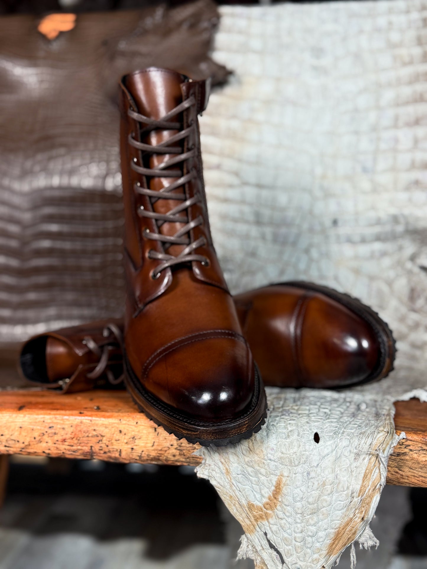 CARLO BROWN PITON BOOTS