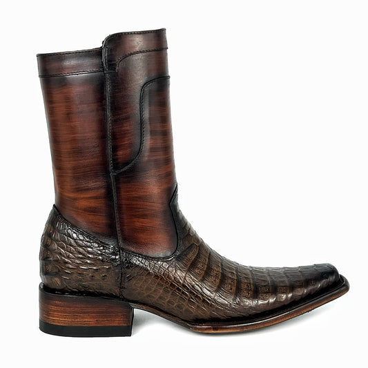 EDGAR BROWN CROCODILE BOOTS