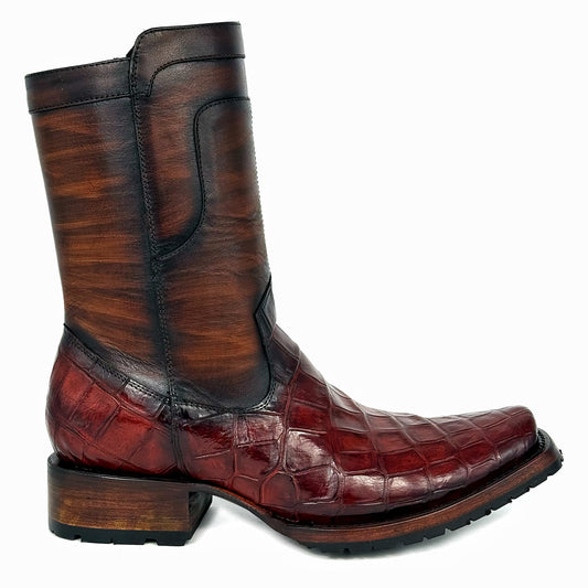 EDGAR BROWN CROCODILE BOOTS