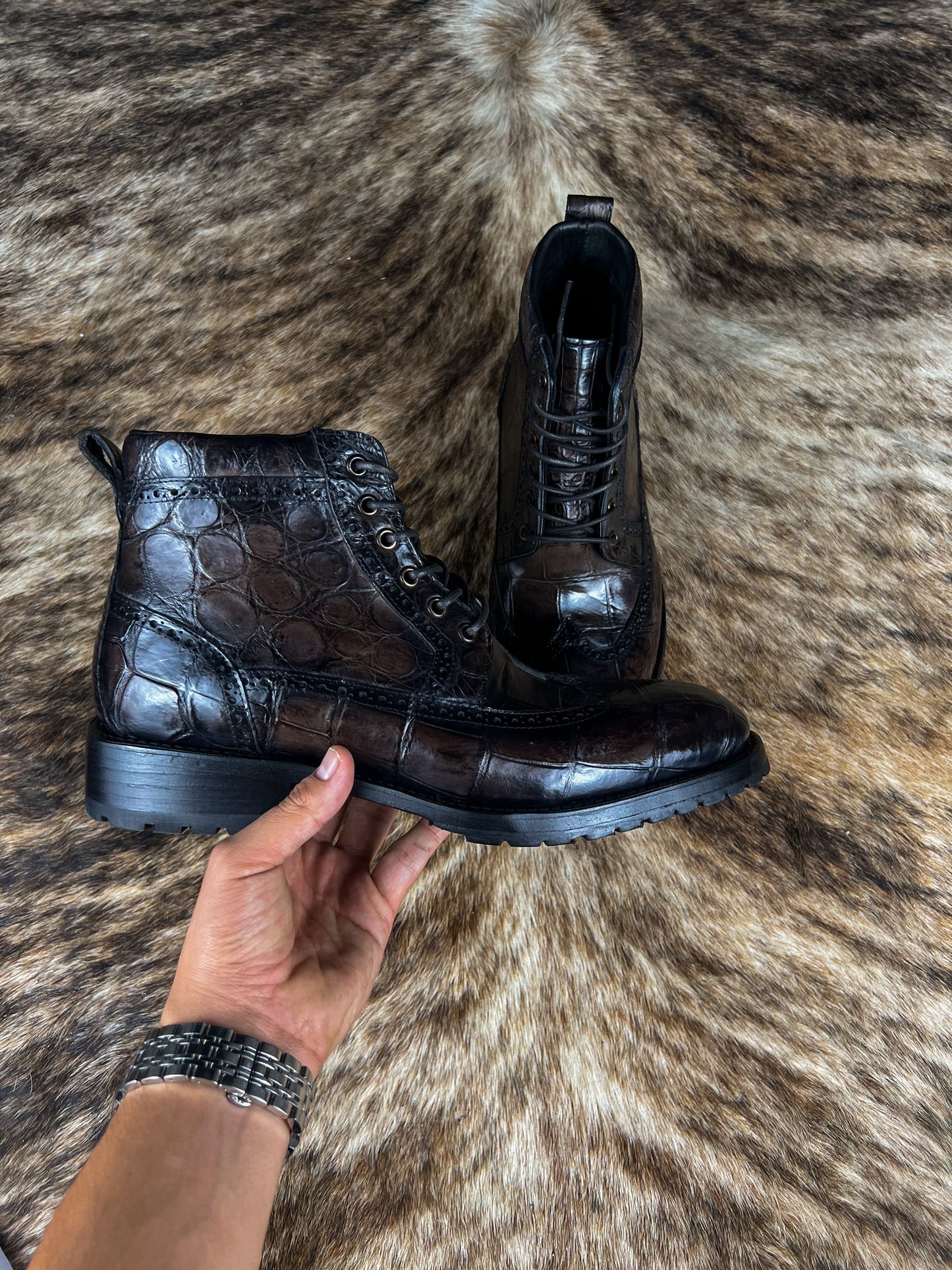 CARLO BROWN PITON BOOTS