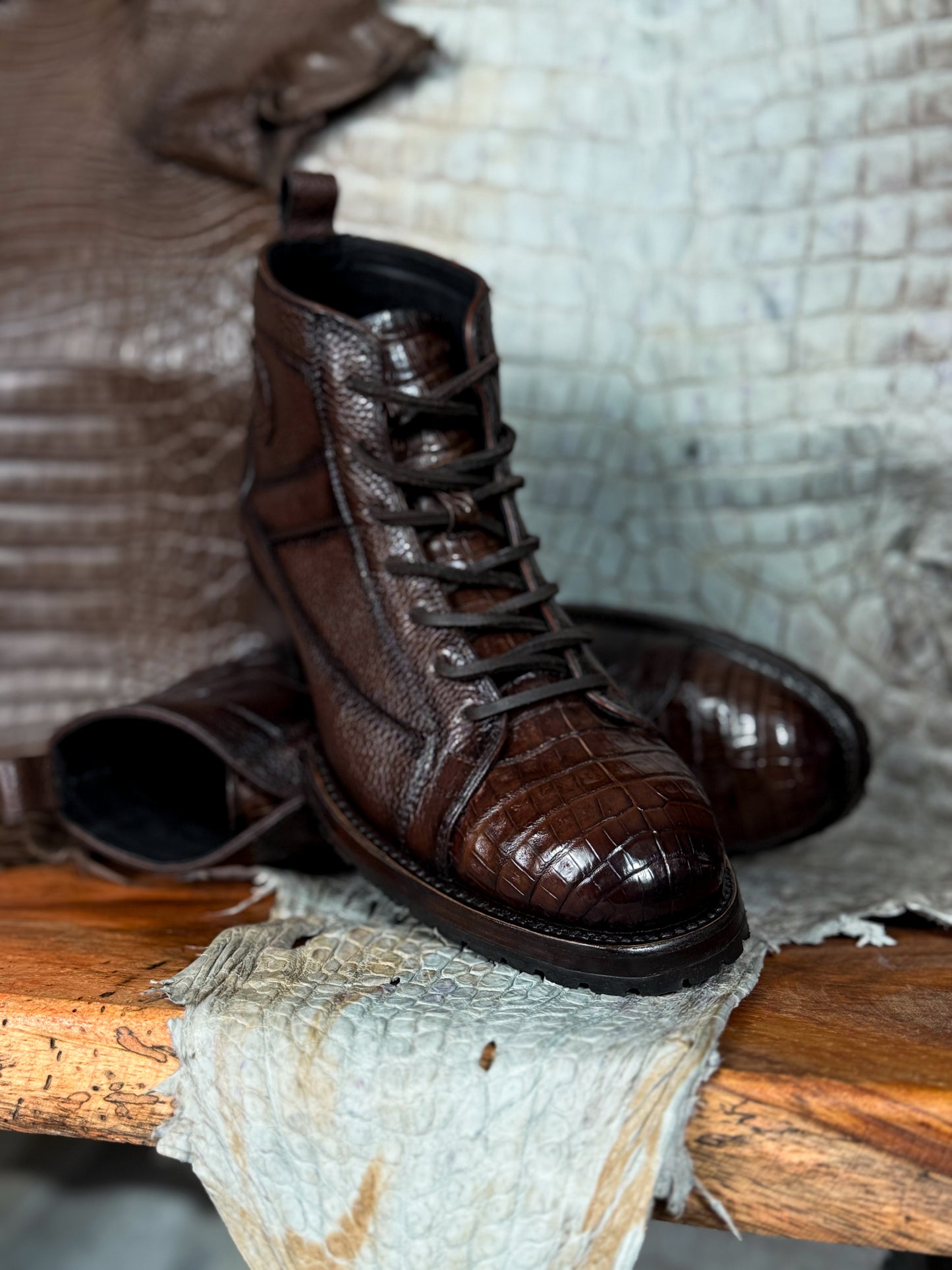 CARLO BROWN PITON BOOTS