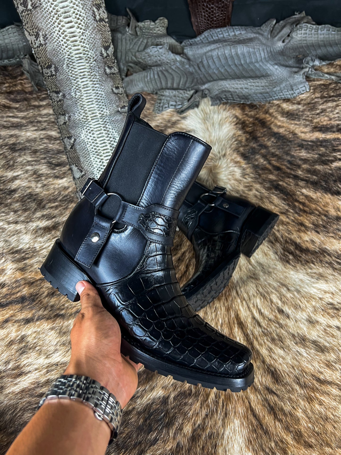 CARLO BLACK COCODRILO BOOTS DUBAI