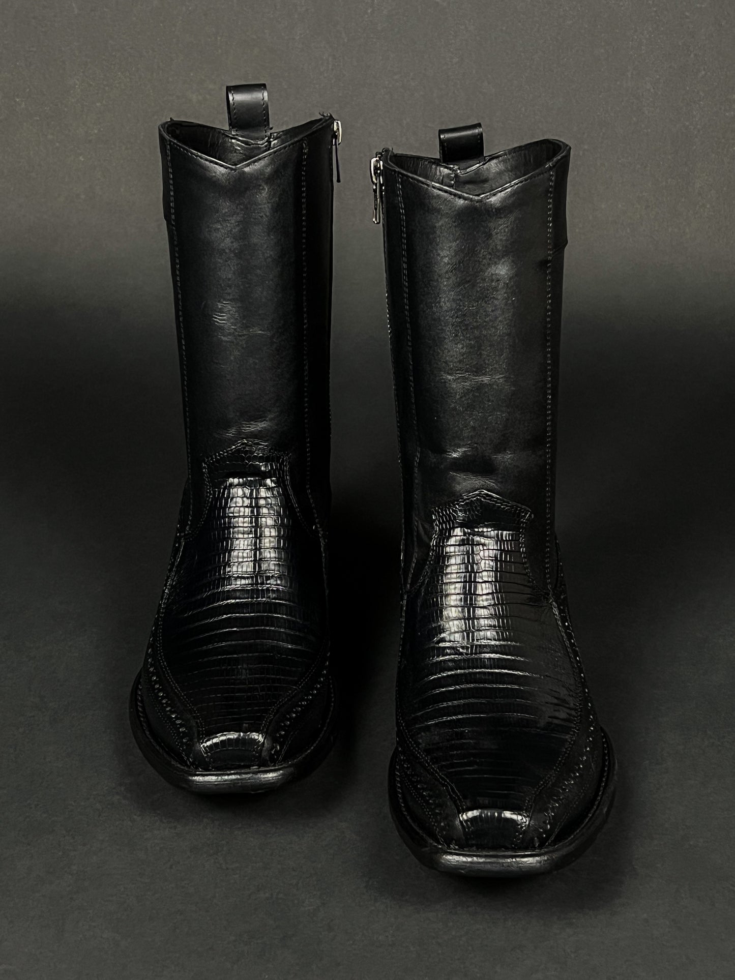 BLACK FLORETA LIZARD BOOTS DUBAI