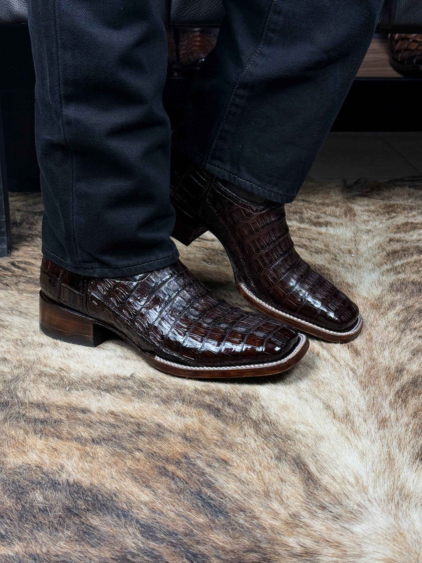 EDGAR BROWN CROCODILE BOOTS