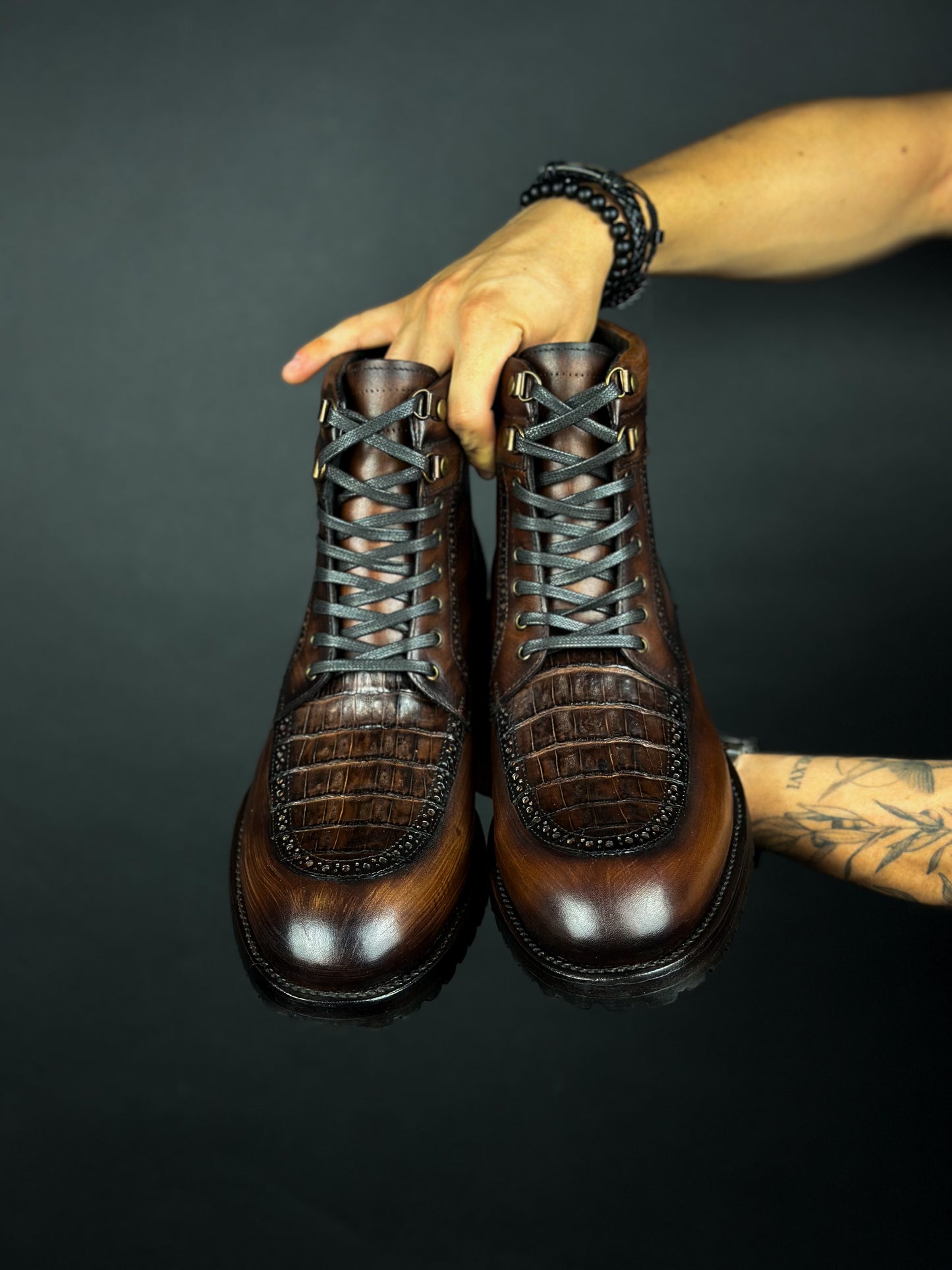 CARLO BROWN PITON BOOTS