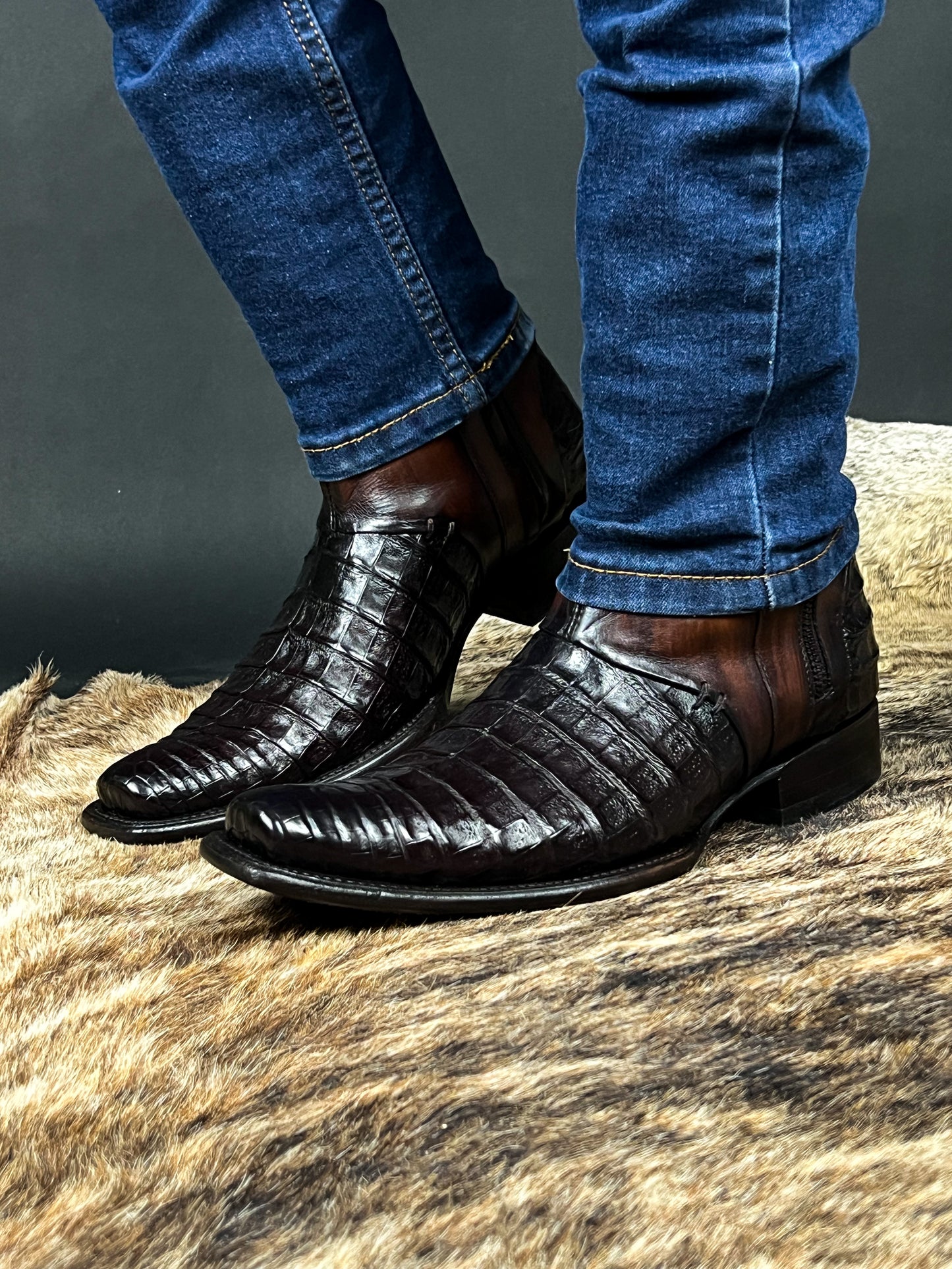EDGAR BROWN CROCODILE BOOTS