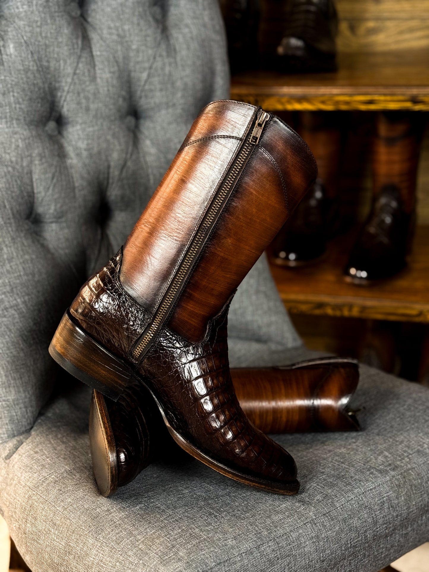 EMMA HIGH BROWN COCODRILO FUSCUS OVAL