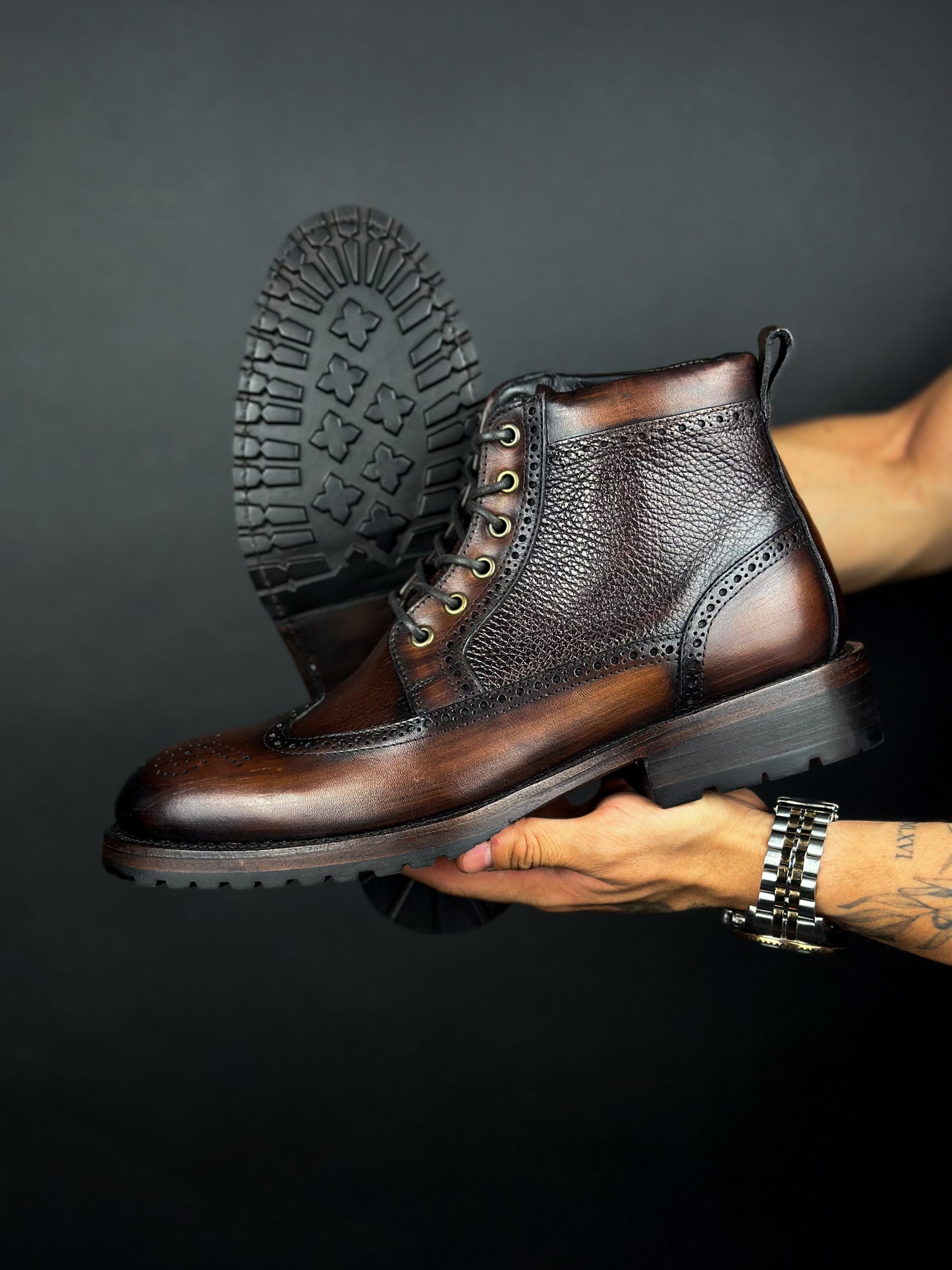 CARLO BROWN PITON BOOTS
