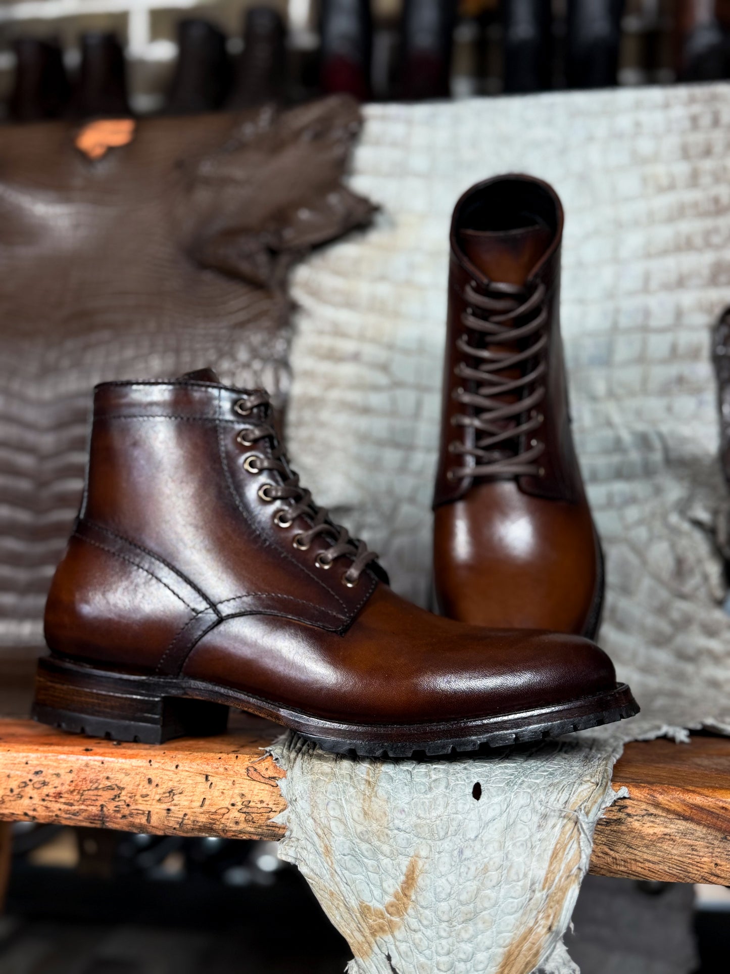 CARLO BROWN PITON BOOTS