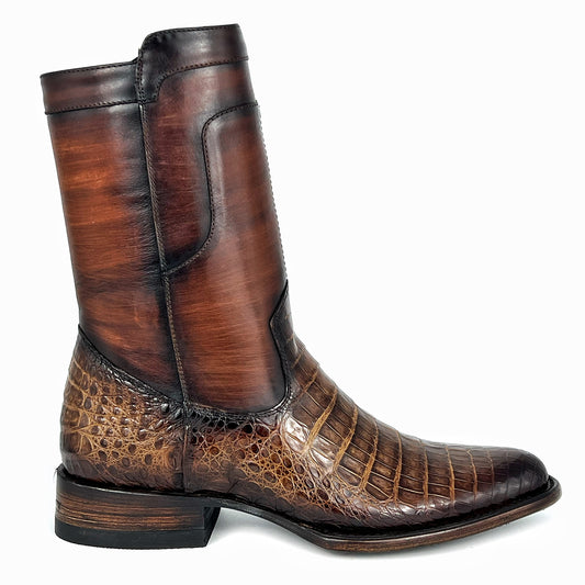 EDGAR BROWN CROCODILE BOOTS