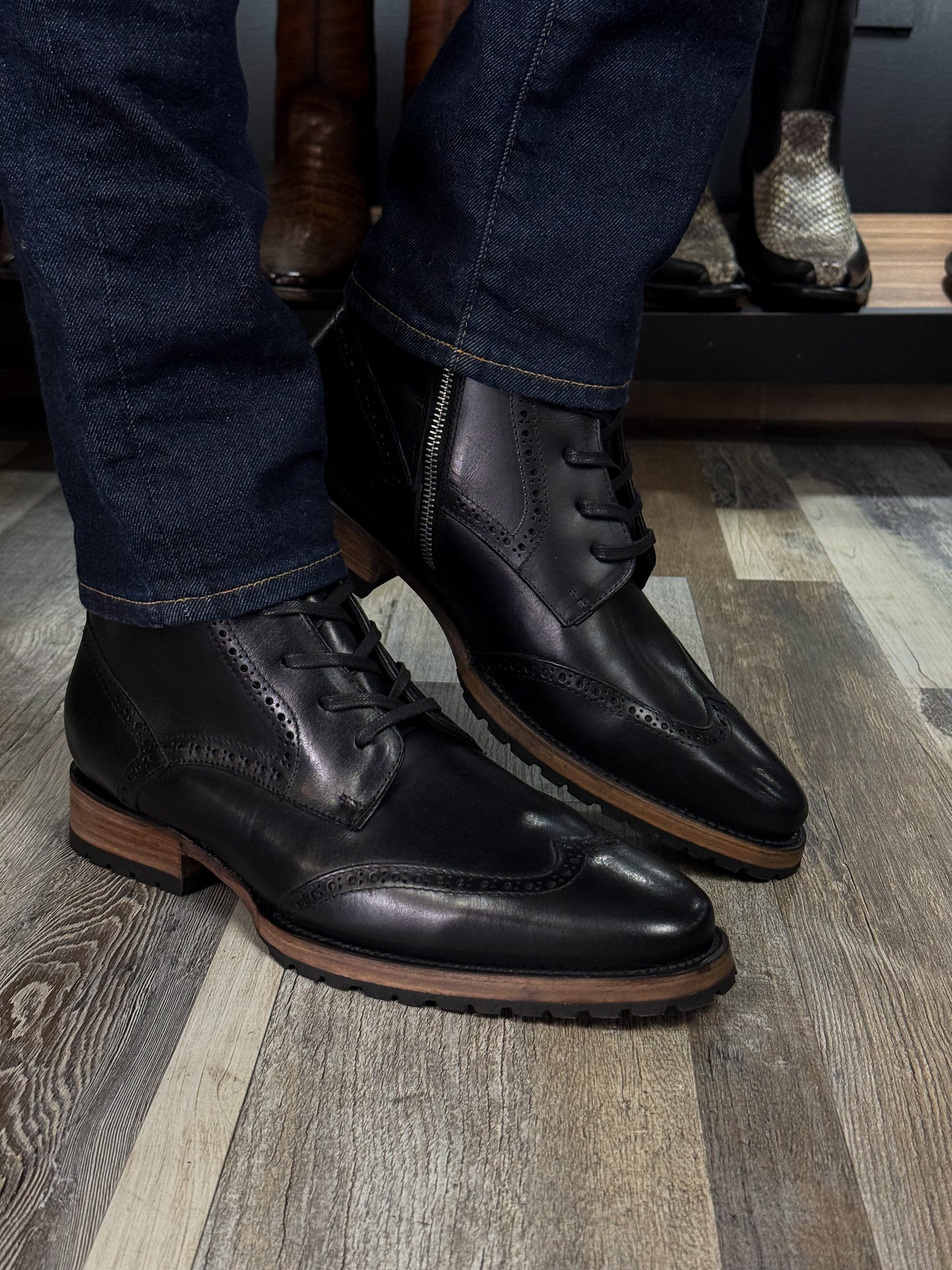 CARLO BROWN PITON BOOTS