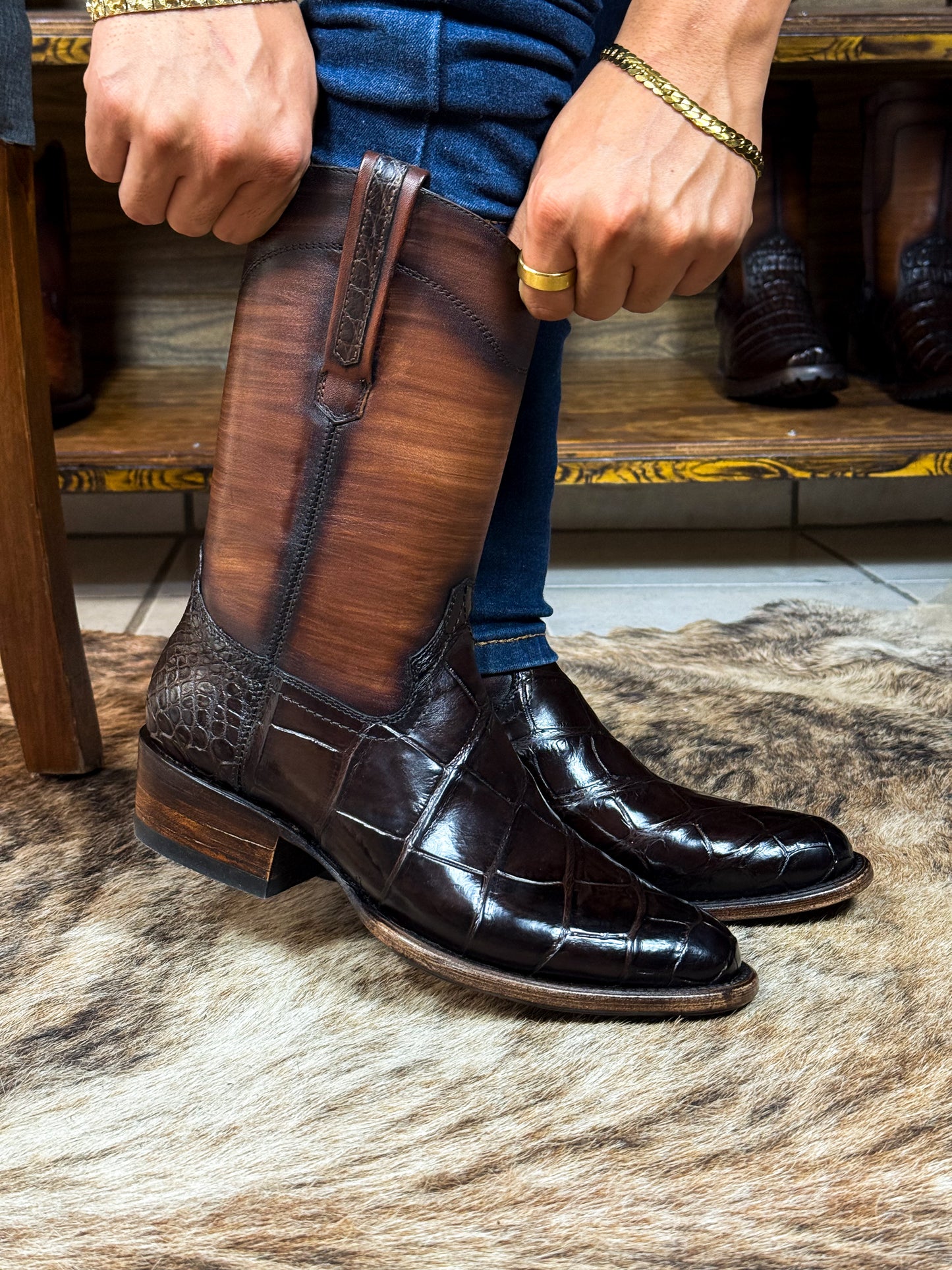 CARLO BROWN PITON BOOTS