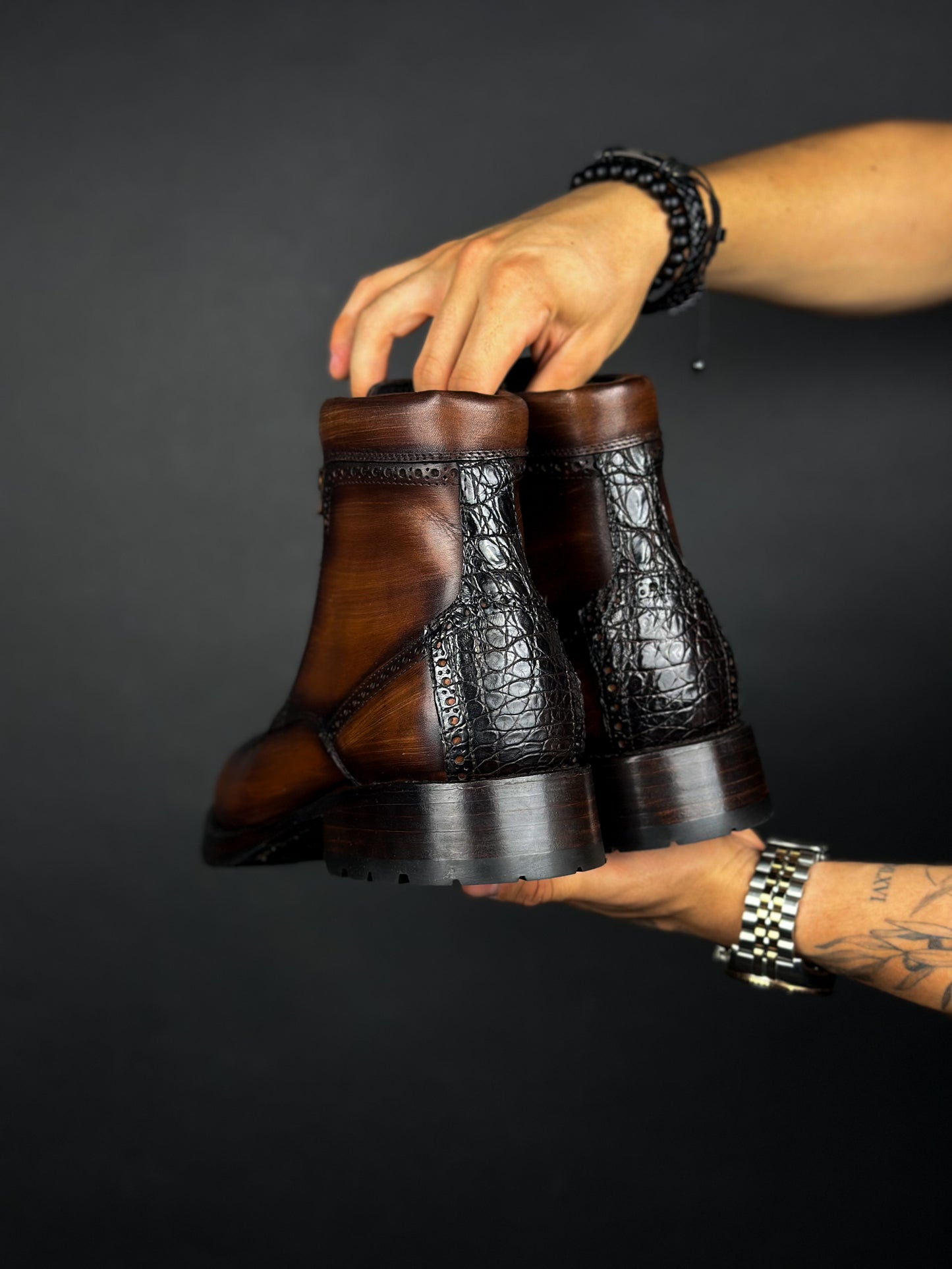 CARLO BROWN PITON BOOTS