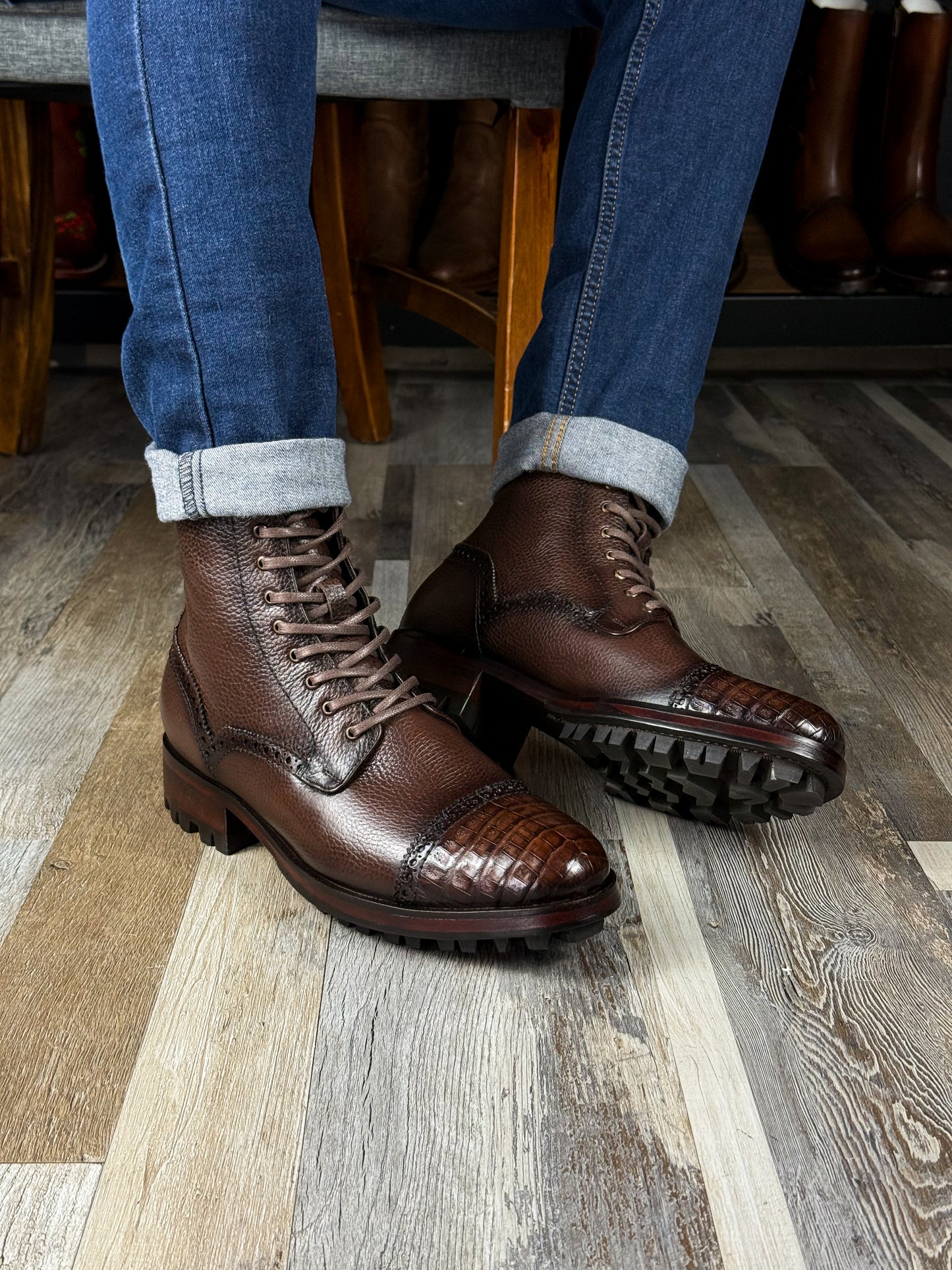 CARLO BROWN PITON BOOTS