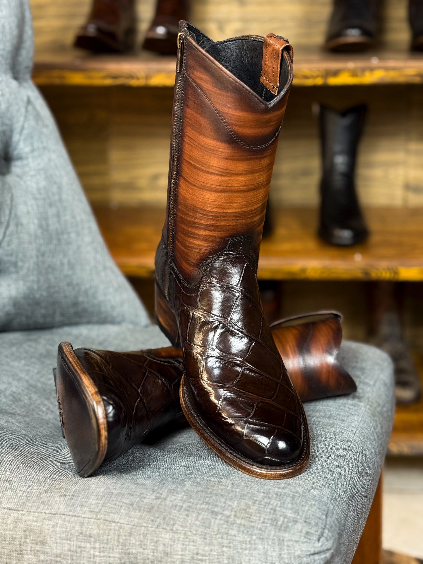 CARLO BROWN PITON BOOTS