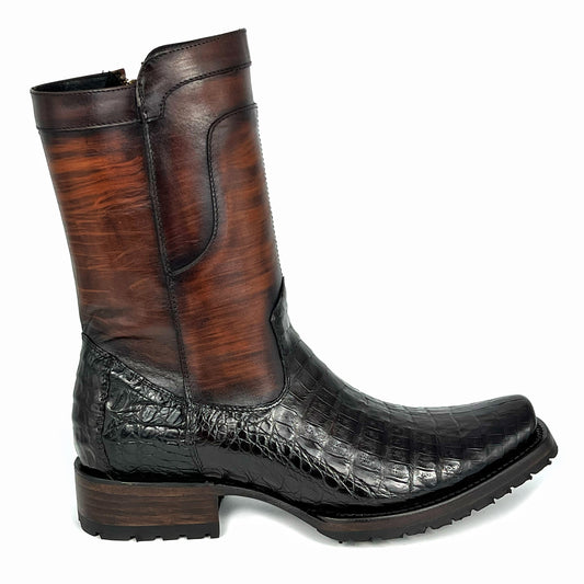 EDGAR BROWN CROCODILE BOOTS
