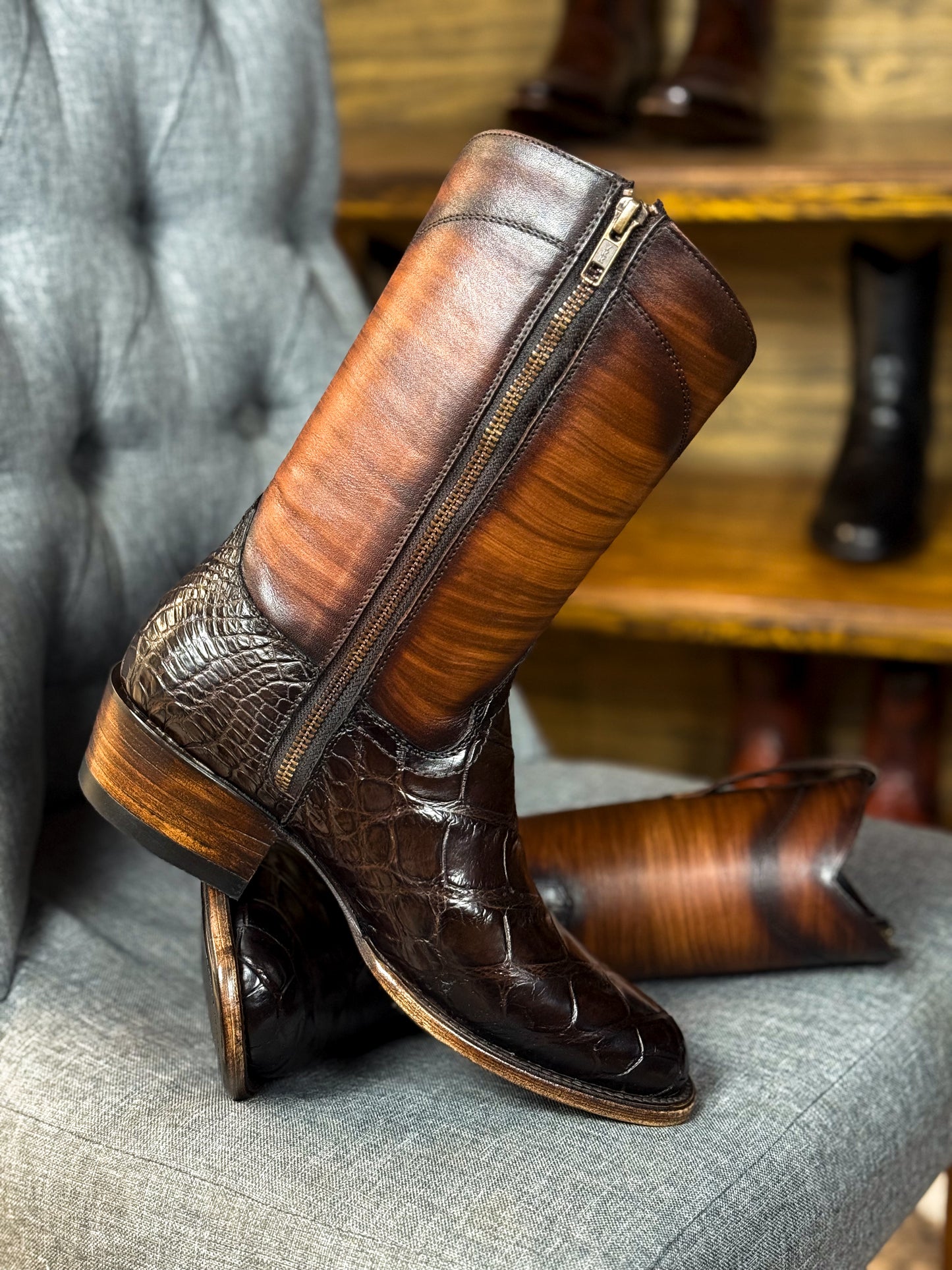CARLO BROWN PITON BOOTS