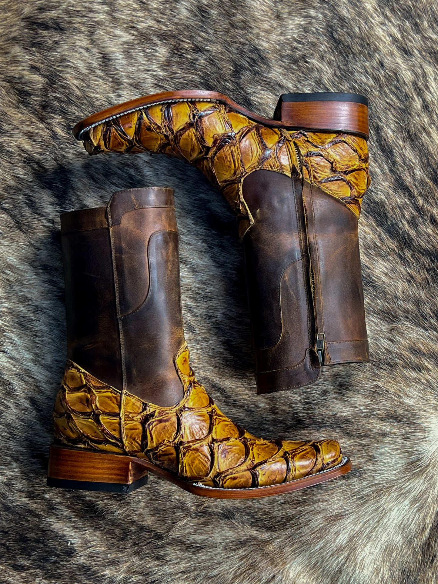 CARLO BROWN PITON BOOTS