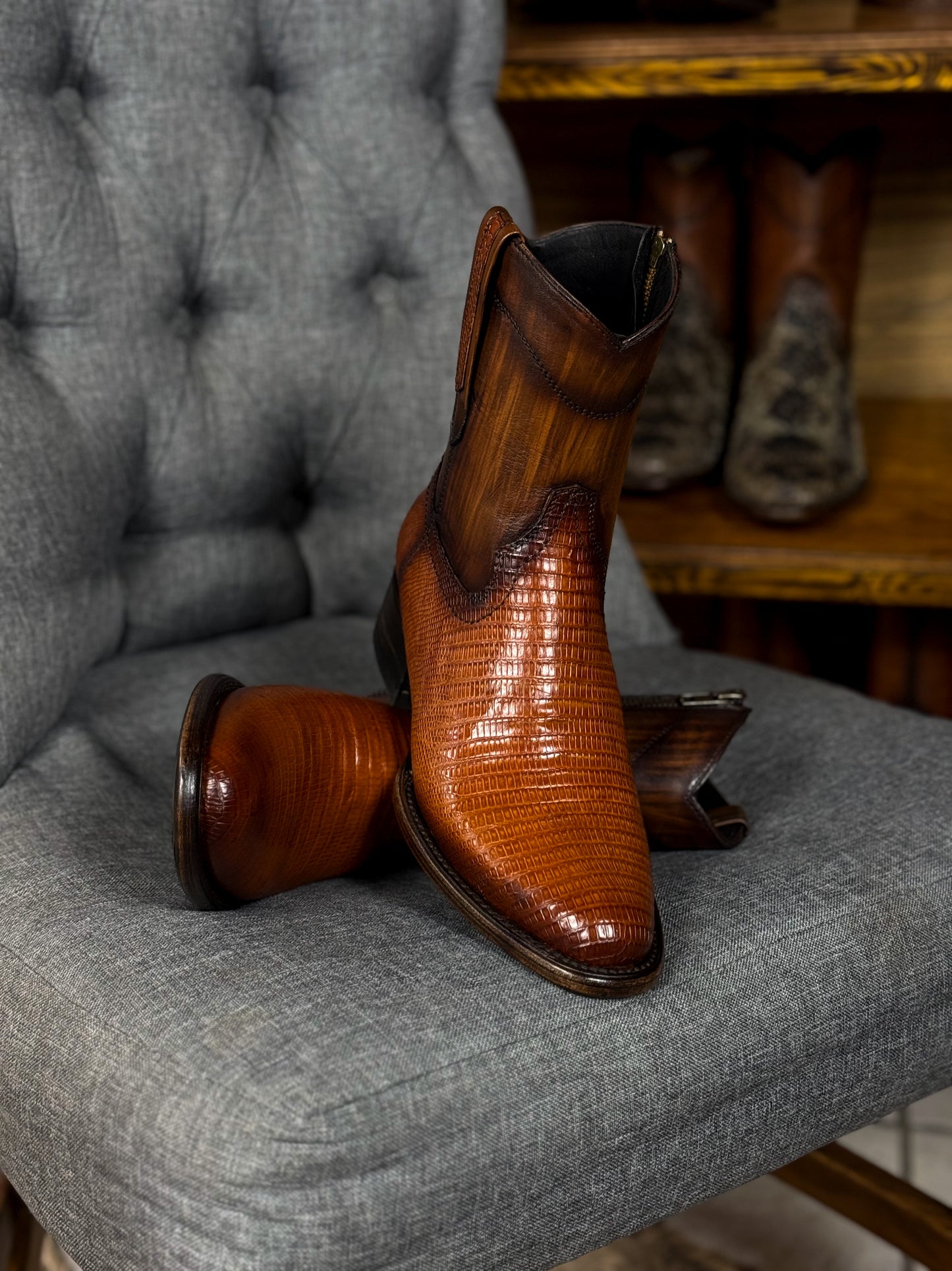 EMMA BROWN LIZARD BOOTS