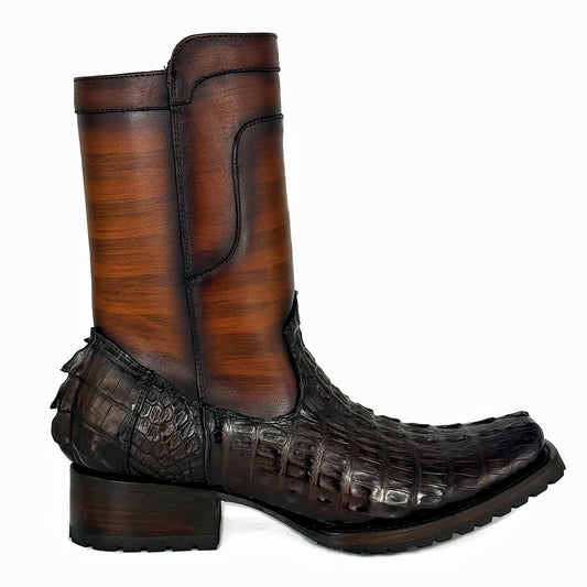EDGAR BROWN CROCODILE BOOTS